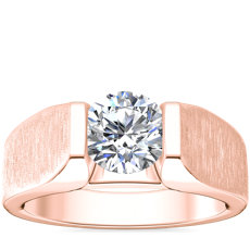 Men's Tension Style Solitaire Engagement Ring in 14k Rose Gold